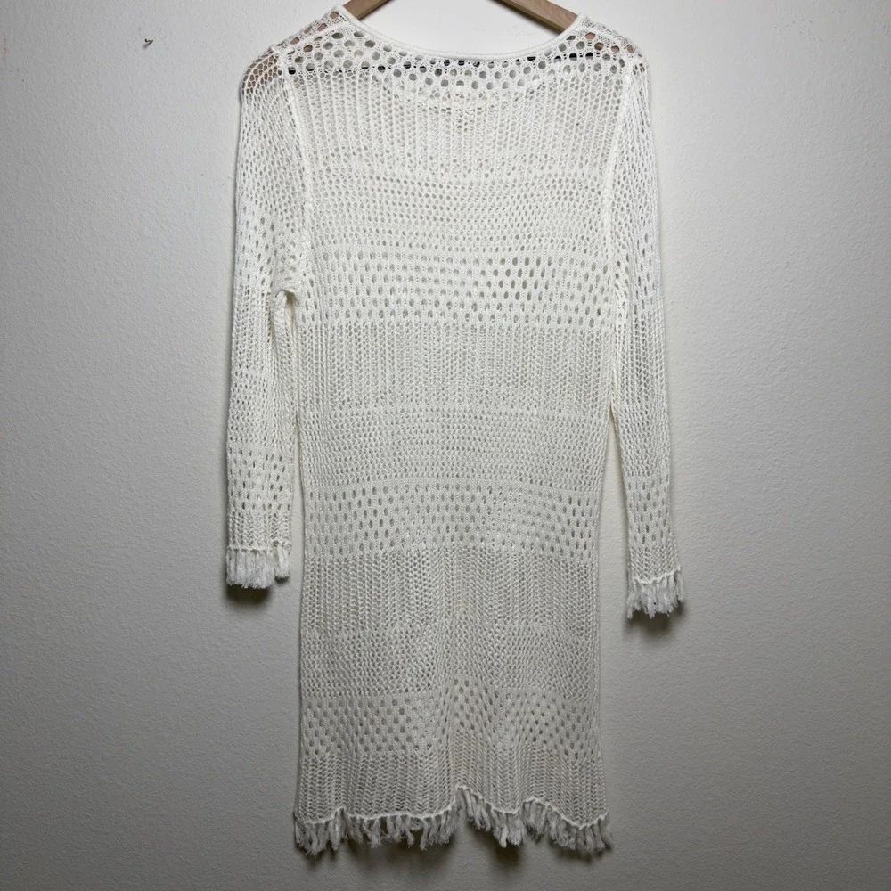 Tommy‎ Bahama Women Linen Cotton Swim Coverup Dress Crochet Fringe Beach Resort
